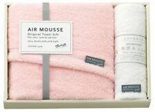 Air Mousse Untwisted thread Pink Bath Towel&White Hand Towel set From Japan New