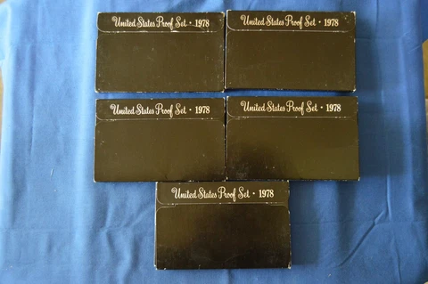 Lot of 5 1978 US Mint Proof Sets 737A Cover