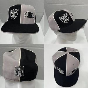 Gorra de colección Oakland LA Vegas Raiders 7-3/4 ajustada 6 paneles plana Bill Reebok - Imagen 1 de 12