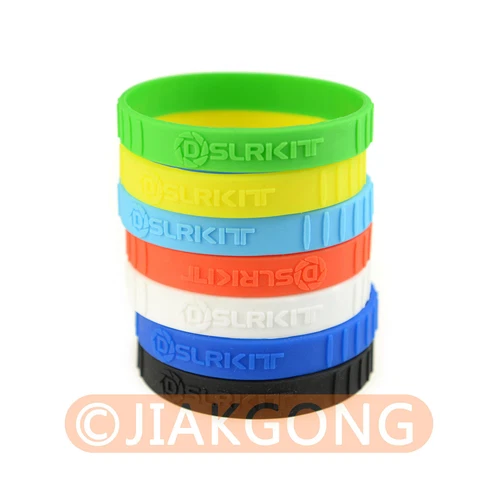 7pcs Mixed color silicone Rubber bracelet Wristbands SET for Camera Lens Cover