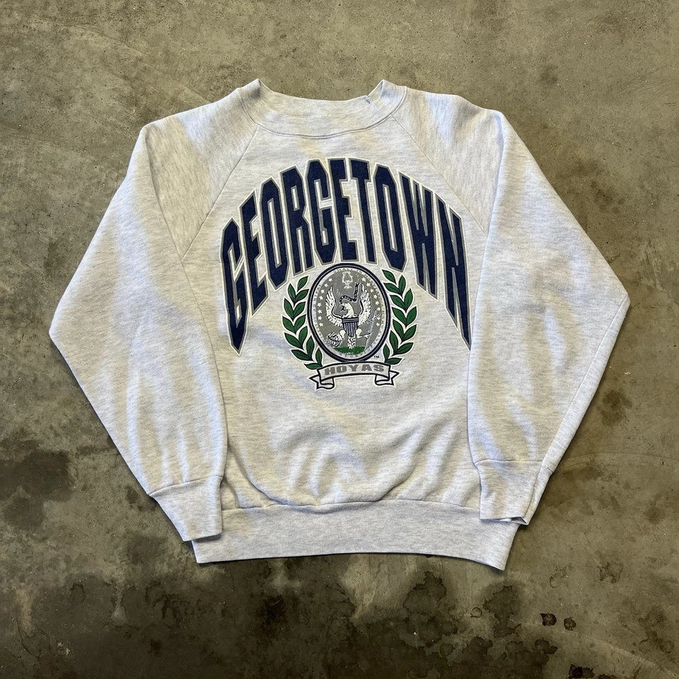 Vintage Georgetown Hoyas 80s Sweatshirt Crewneck Mens Medium Gray University USA - Image 1 of 4