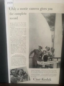 Vintage 1939 Cine Kodak Only a Movie Camera Complete Record Ad Advertisement - Picture 1 of 2