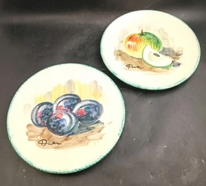 2 Bittosi Hand-Painted Majolica Art Plates, Italy Initialed & Numbered OBO - Picture 1 of 6