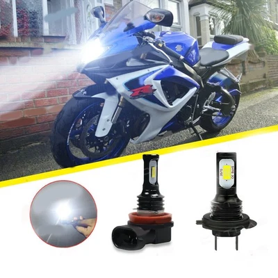 For 2006 2007 Suzuki GSXR600 GSXR750 LED Headlight Bulbs H7+H11 2PC 6000K White - Image 1 of 4