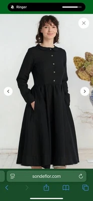 Son de flor - Black Classic Linen Dress - Small RRP £239 - Image 1 of 4
