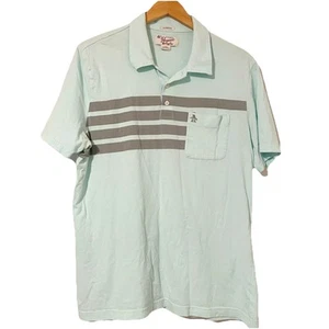 Original Penguin Poloshirt Herren L grün gestreift Tasche Classic Fit Golf " - Bild 1 von 5