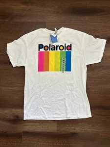 Vintage Style Polaroid Size Large White Logo Graphic T-Shirt 80s Men's New - Picture 1 of 9