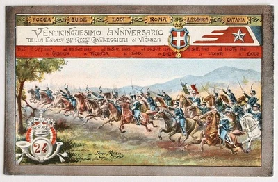 ITALY 1914 - 24. Horse Reggimento Military War Propaganda Picture PPC RIETI to.. - Image 1 of 3