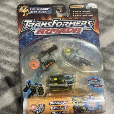 2003 Transformers Armada Buzzsaw Drill Bit Dualor Road Wrecker Mini-Con Team MOC - Image 1 of 2