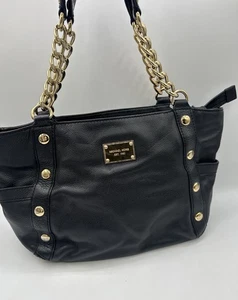 Bolso de Hombro Michael Kors Delancey Bolso de Hombro Tachonado Cuero Negro Grande - Imagen 1 de 18