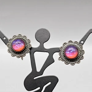 Orecchini non forati Dragon's Breath argento sterling retro a vite art DECO - Foto 1 di 7