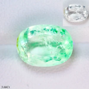 3.66 Ct Rare Oval 12.6 x 8.9 MM White to Neon Green Mexican Natural HYALITE OPAL - Picture 1 of 5