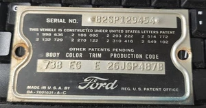 Ford Datenschild 1952 - Bild 1 von 2