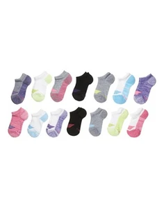Hanes No Show Socks 14-Pack Ultimate Girls Cool Comfort Wicking Cushioned EZSort - Picture 1 of 5