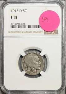 1915 D Buffalo Nickel NGC F 15 Fine #1-022 - Picture 1 of 2