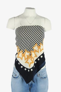 Vintage Scarf Striped Square Head Neckerchief Top Summer 80s Retro Multi - FL284 - Picture 1 of 4
