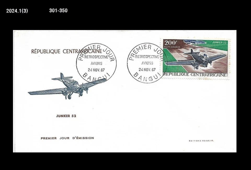 Capa para aviação, aeronaves. avião, áfrica central 1967 FDC, - Imagem 1 de 1