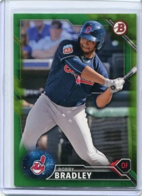 2016 BOWMAN ROOKIE RC GREEN PARALLEL #70/99 INDIANS BOBBY BRADLEY #BD-172 - Image 1 of 3