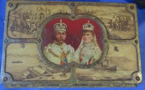 VINTAGE KING GEORGE & QUEEN MARY CORONATION SOUVENIR TIN - Picture 1 of 3