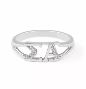 Sigma Alpha sterling silver ring with simulated diamonds, NEW!!*** - Picture 1 of 2