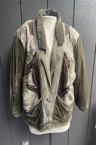 Designer Italian Oversized Jacket Size M Olive - Picture 1 of 4