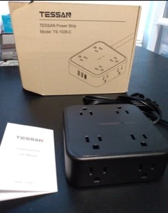 TESSAN Power Strip Model TS1026C 8 AC Outlets 2 USB-A Ports NIB - Picture 1 of 8