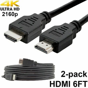 Pack of 2 Digital High-Speed 1.4 HDMI Cables PVC 2160p Black Cord (6 feet) - Picture 1 of 4
