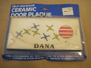 NIB OLD RETRO DANA JACKS SELF-ADHESIVE CERAMIC DOOR NAME PLAQUE WALL SIGN - Picture 1 of 1