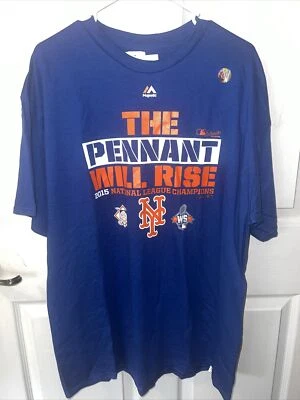 New York Mets Majestic 2015 Postseason T-Shirt Size XLarge "Pennant Will Rise". - Image 1 of 4
