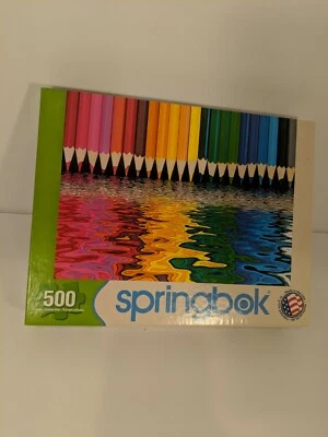 Springbok 500 Piece Jigsaw Puzzle Pencil Pushers/Crayons multicolores Pre-owned - Image 1 of 3