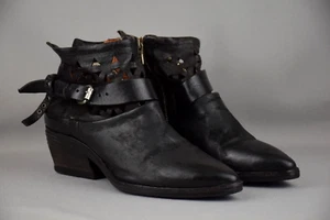 A.S. 98 Airstep Ancle Bootie Women's Black Leather Italy Boots US 7.5 UK 5 EU 38 - Picture 1 of 9