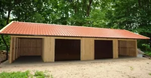Garagen-Carport-Kombination 12 x 6 m plus Dachüberstand 1 m, 4 Stellplätze Holz - Bild 1 von 5