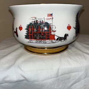 Charles Wysocki White Christmas Love 1999-2000 Deko Schale Goldfuß & Borte - Bild 1 von 7