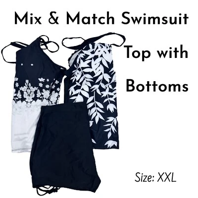 Traje de baño para mujer Plus negro estampado mezcla y combinación tops con parte inferior talla XXL Foto 1 de 4