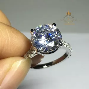Moissanite Solitaire Engagement Ring Solid 14K White Gold 2.00 CT Round Cut - Picture 1 of 7
