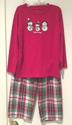 Conjunto de Pijama de Navidad Gymboree Felices Fiestas Muñeco de Nieve Familia Cuadros Talla S Usado en Excelente Condición Foto 1 de 4
