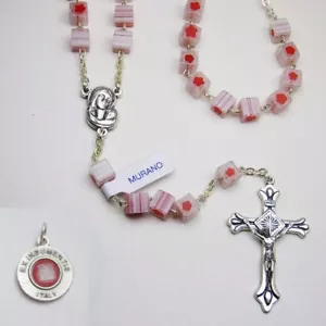 Cubed Murano Murrina Rosary - White - Picture 1 of 2