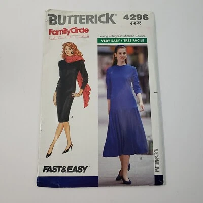 Butterick 4296 Women's Drop Waist Dress Sewing Pattern Size 6-10 Uncut Easy - Image 1 of 4