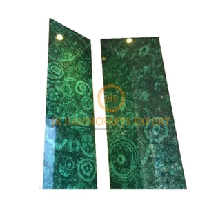 White Marble Malachite Inlay work Kitchen Restaurant Hotel Table Top Decor - Picture 1 of 2