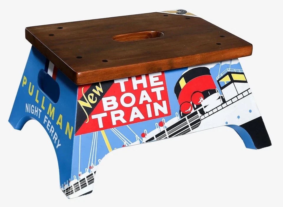 The Boat Train Pullman Train Steps Foot Stool 7.75" Wood Toilet Poop Bathroom - Image 1 of 4