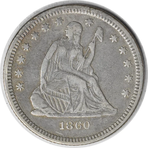1860-O Liberty Seated Quarter VF Uncertified #304 Cover