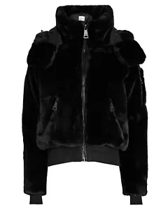 SAM. Nala Hooded Black Faux Fur Jacket - Picture 1 of 5