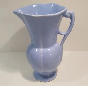 Vintage 8"T x 5.5"L x 4"W Shawnee USA Blue Pottery Pitcher / Vase - Picture 1 of 8