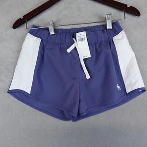 NWT Abercrombie & Fitch Shorts Girls Active Running 11/12 Blue White - Picture 1 of 8