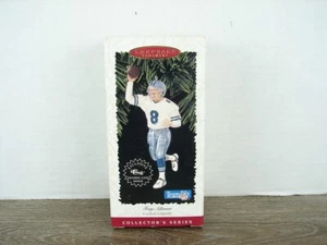 Troy Aikman Sello 1996 Navidad Recuerdo Fútbol Adornos Vaqueros y Tarjeta - Imagen 1 de 9