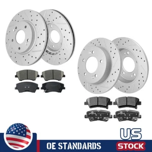 Front & Rear Drilled Rotors + Ceramic Brake Pads for 2017 - 2020 Hyundai Elantra - Picture 1 of 5