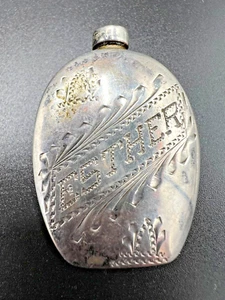 Mexican Sterling Monterray Engraved "Esther" Perfume Scent Bottle Pendant - Picture 1 of 7