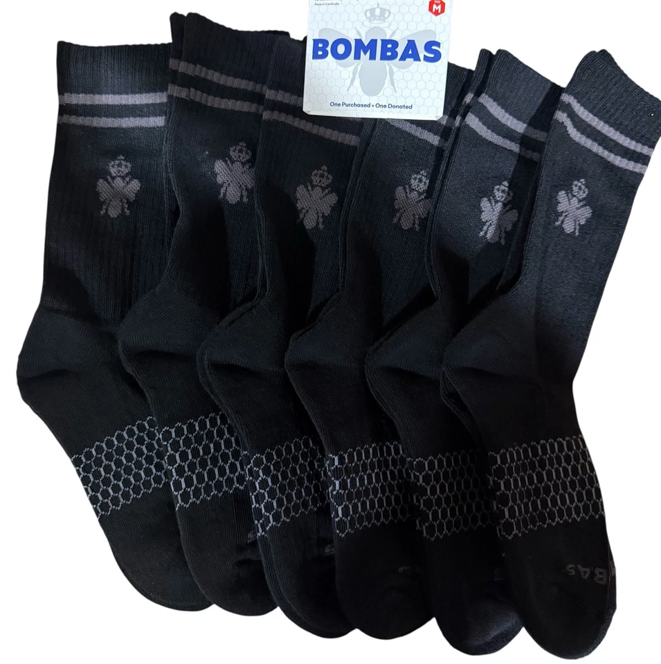 Bombas Black Socks Size M Calf Honeycomb Socks 10 Pairs NEW - Image 1 of 1