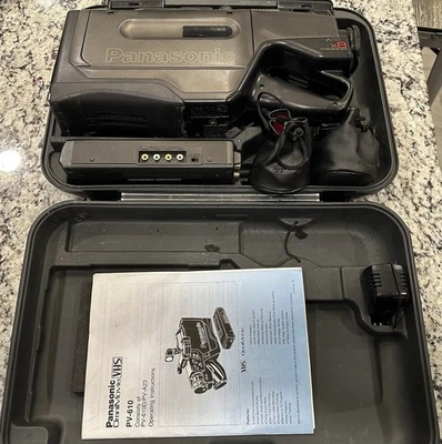 Panasonic OmniMovie PV-610 VHS Video Camera Camcorder Case Charger Cords - Image 1 of 4