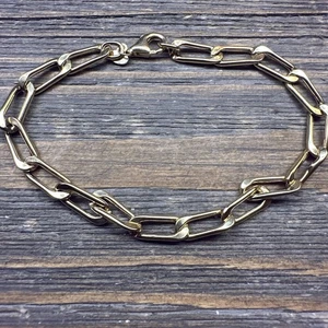 10K Yellow Gold Bracelet 2.65 Grams 7 3/4 inches RL Italy Paperclip Chain Link - Picture 1 of 8